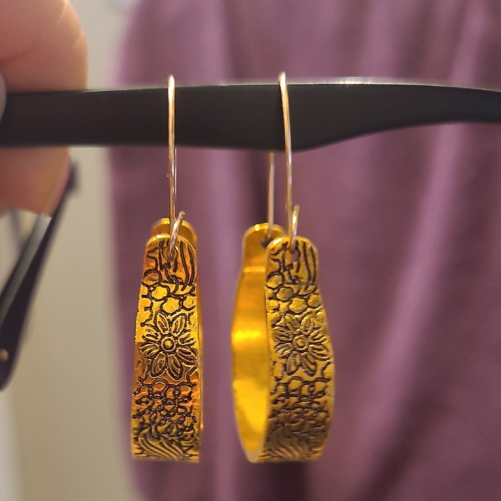 Gold Floral Hoop Earrings